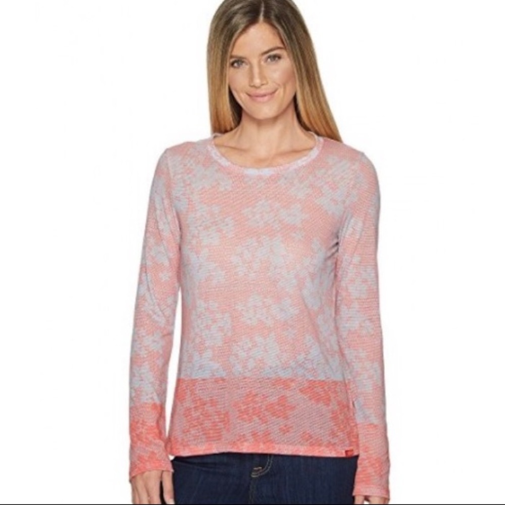 PRANA FEANCIE PRINT TOP LONG SLEEVE T SHIRT PEACH